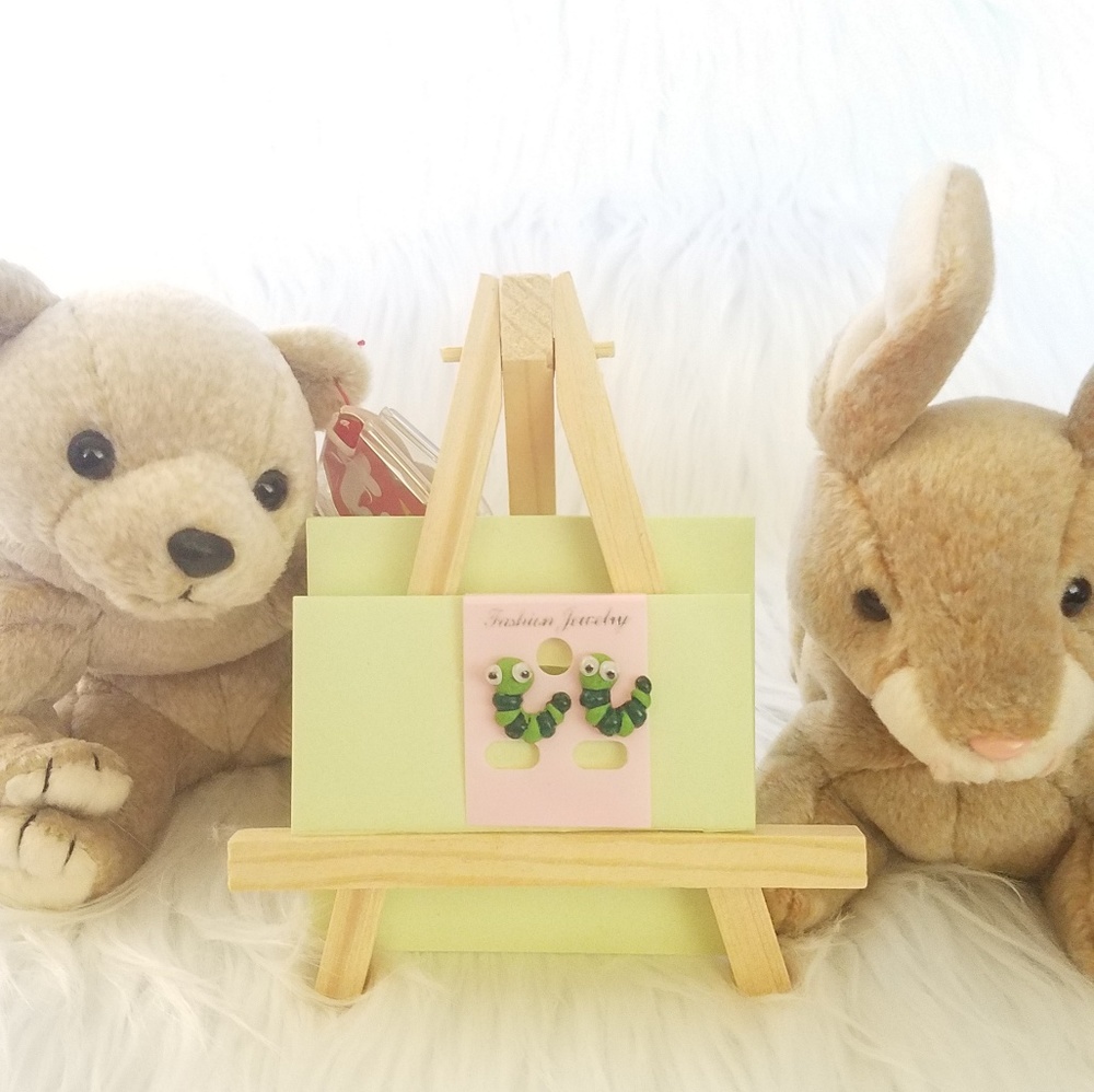 Childrens handmade and painted Caterpillar earring